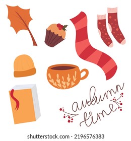Autumn elements icons  set. Vector illustration