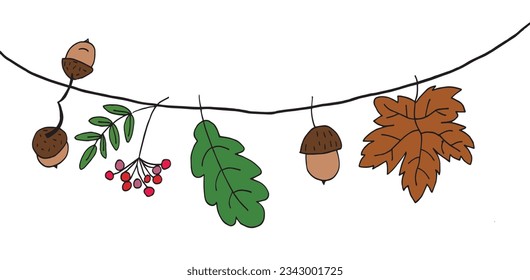 Autumn elements illustration image. 
Hand drawn image artwork of a autumn ornaments. 
Simple cute original logo.
Hand drawn vector illustration for posters, cards, t-shirts.