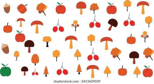 Autumn elements set decoration . Background banner border isolated vector illustration design
