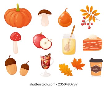 Autumn elements set. Fall season collection