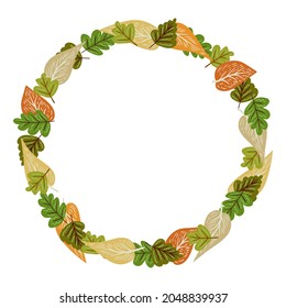 Elementos otoñales en colores cálidos con una corona. Diseño de vectores para tarjeta de otoño, afiche, logotipo, impresión, etc. 