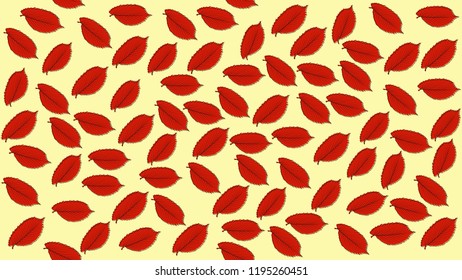 Autumn elm red leaves seamless pattern vector background