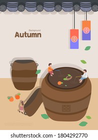 Autumn emotion illustration : Korean traditional landscape