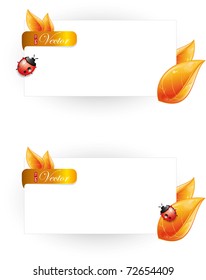 Autumn envelope with leaves and ladybug, eps-10