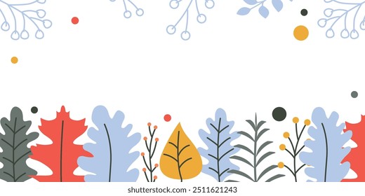 Autumn equinox day background vector design, tree branch. Floral banner design with abstract leaves pattern