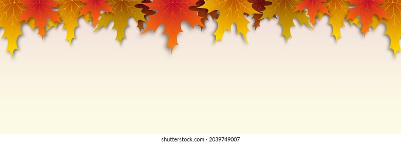 Autumn equinox vector illustration. September 22. Concept design with maple leaves in darker and lighter color. Crescent with stars and sun.