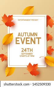 Autumn event banner with autumn leaves