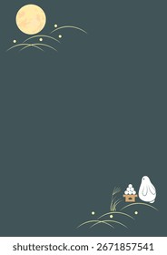 Autumn event of full moon viewing with autumn leaves, rabbits and silver grass