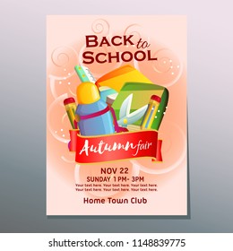 autumn fair back to school poster with stationary