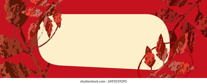 Autumn Fall Abstract Red Background with colorful leaves and grunge textured lines Discount banner for your advertising presentation for seasonal festivals and sales