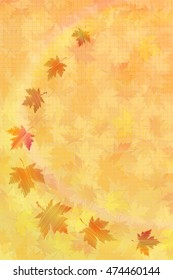 Autumn fall background with bright golden maple leaves. Abstract vector illustration.
