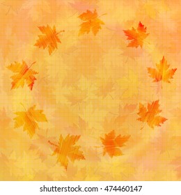 Autumn fall background with bright golden maple leaves. Abstract vector illustration.