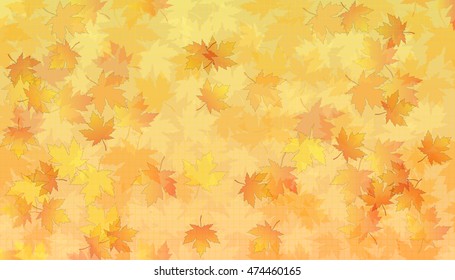 Autumn fall background with bright golden maple leaves. Abstract vector illustration.