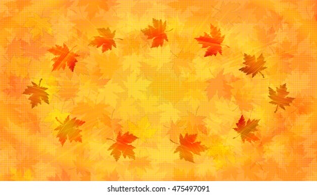 Autumn fall background with drawed bright maple leaves. Abstract vector illustration.