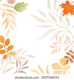 Autumn Fall Background. Floral foliage texture. Flourish leaves decor. Autumnal  Nature. Watercolor Drawing for your design