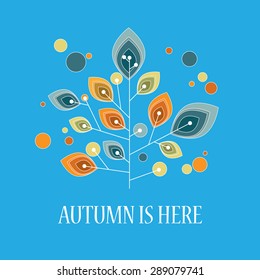 Autumn or fall background with foliage leaves on tree. Vintage retro design. Eps10 vector illustration.