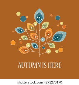 Autumn or fall background with foliage leaves on tree. Vintage retro design. Eps10 vector illustration.