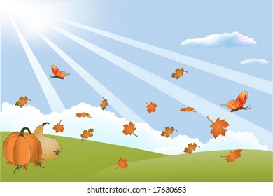 Autumn\ Fall Background with leaves blowing in the wind