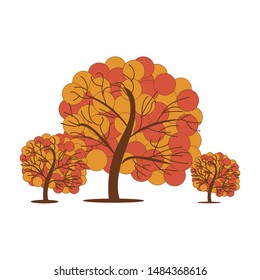  Autumn fall banner with abstract gradient colored fantasy trees bushes leaves