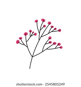 Autumn fall berries isolated. Cute fall berries simple naive style.