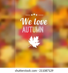 Autumn fall blurred background with maple leaves, vector illustration