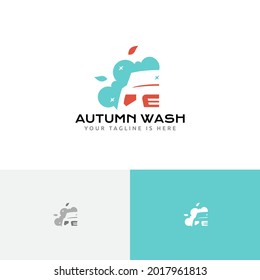 Autumn Fall Car Wash Clean Care Logo