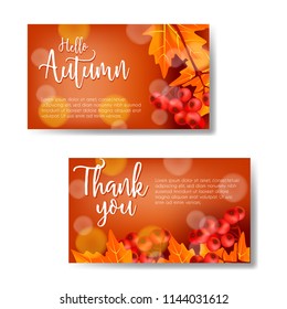 Autumn Fall card leaves, and berry