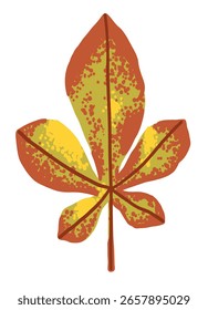 Folha de castanheiro outono outono com cor verde e marrom. Ilustração vetorial em estilo simples e plano