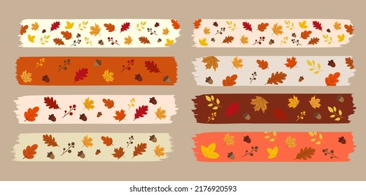 Autumn Fall concept washi tape illustration