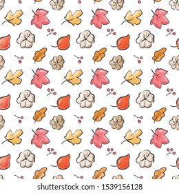 Autumn. Fall. Cute vector seamless pattern. All elements are hidden under mask. Pattern are not cropped and can be edited. Perfect for seasonal holidays, Thanksgiving Day