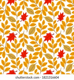 Autumn. Fall. Cute vector seamless pattern. All elements are hidden under mask. Pattern are not cropped and can be edited.