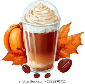 Autumn Fall Design. Fall Coffee Drink 