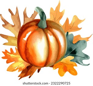 Autumn Fall Design. pumpkin and leaves