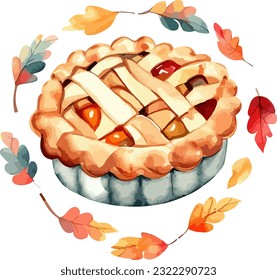 Autumn Fall Design.  pumpkin pie watercolor clipart