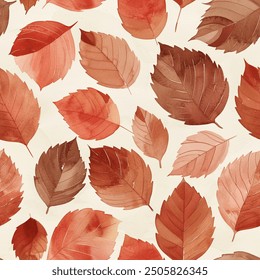 Autumn Fall Eucalyptus Leaf Watercolor Abstract Scandinavian Design Seamless Pattern Wallpaper Curtain Bedding Background Upholstery Gift Wrapping Paper Vector