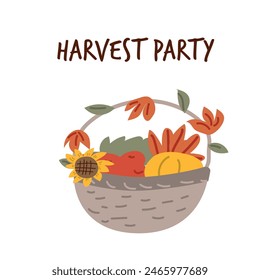 Autumn fall festival thanksgiving day elements background with vegetables. Fall harvest party design.Thanksgiving day banner, border or greeting card.