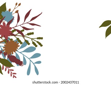 autumn fall floral twigs branches flowers frame arrangement, isolated vector illustration
