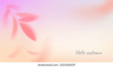 Autumn fall gradient background. Season soft color template. Vector autumn illustration with shadow fall leaves.