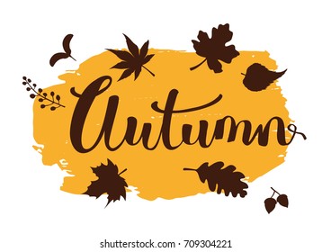 autumn fall handwritten hand drawn grunge paint brush stroke texture background 