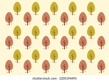 Autumn fall harvest season nature tree seamless pattern draw illustration draw vector. Use on background, wallpaper, wrapping paper, print, decoration.