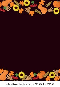 Autumn fall harvest time seamless frame background vector illustration