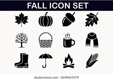 Autumn Fall Icon Set Collection for Seasonal Designs