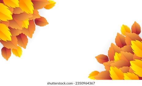 Autumn fall leaf background with copy space in autumn season with fall plants isolated white background , illustration Vector EPS 10