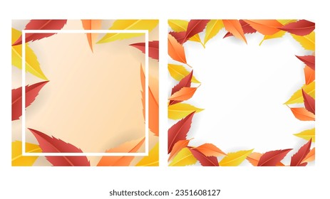 Autumn fall leaf background set with copy space in autumn season with fall plants isolated background , illustration Vector EPS 10