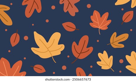 Autumn Fall Leaf Foliage Ornament Decorative Pattern Wallpaper Backdrop Background 