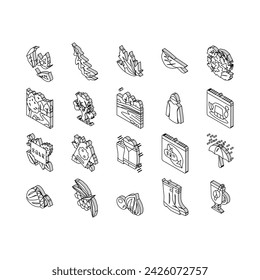 autumn fall leaf nature season isometric icons set. foliage leaves, festival holiday, maple art, card cute, forest orange yellow plant autumn fall leaf nature season color line