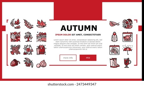 autumn fall leaf nature season landing web page vector. foliage leaves, festival holiday, maple art, card cute, forest orange yellow plant autumn fall leaf nature season Illustration