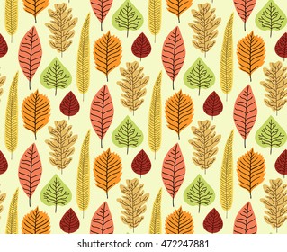 Autumn fall leafs seamless vector pattern