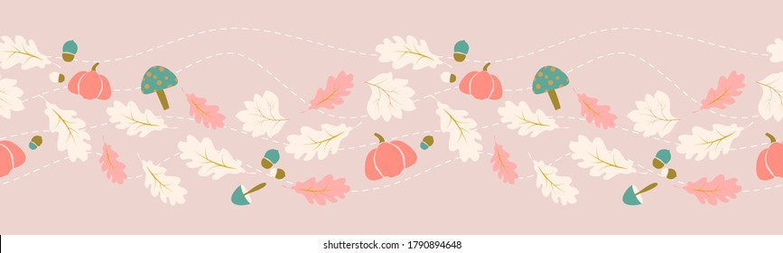 Autumn, fall leaves border seamless pattern concept design for seasonal, thanksgiving, halloween 
