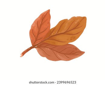 Autumn Fall Leaves branch watercolor illustration